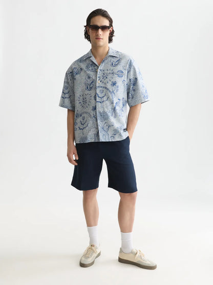 Scotch & Soda x Royal Delft Loose Short-Sleeved Jacquard Shirt