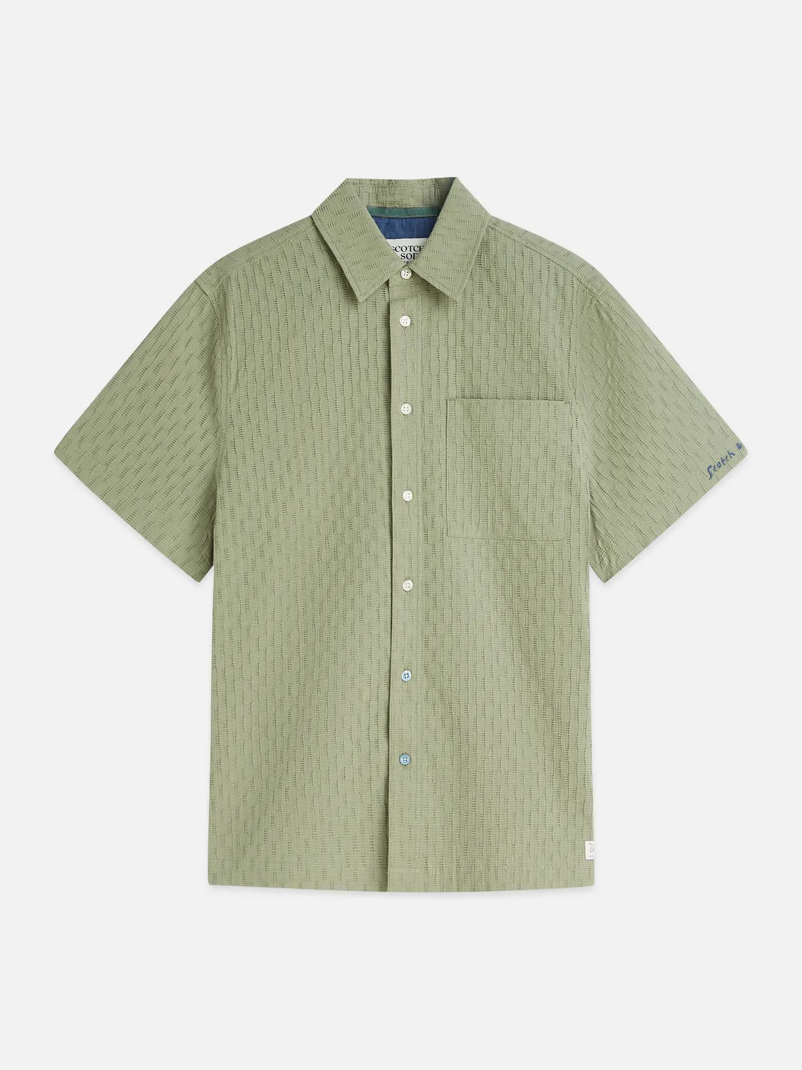Jacquard Seer-Sucker Regular-Fit Short-Sleeved Shirt
