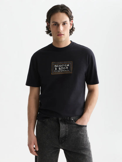 Embroidered Front Artwork Relaxed-Fit T-Shirt