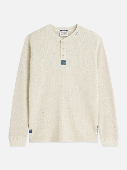 Henley Melange Regular-Fit Long-Sleeved T-Shirt