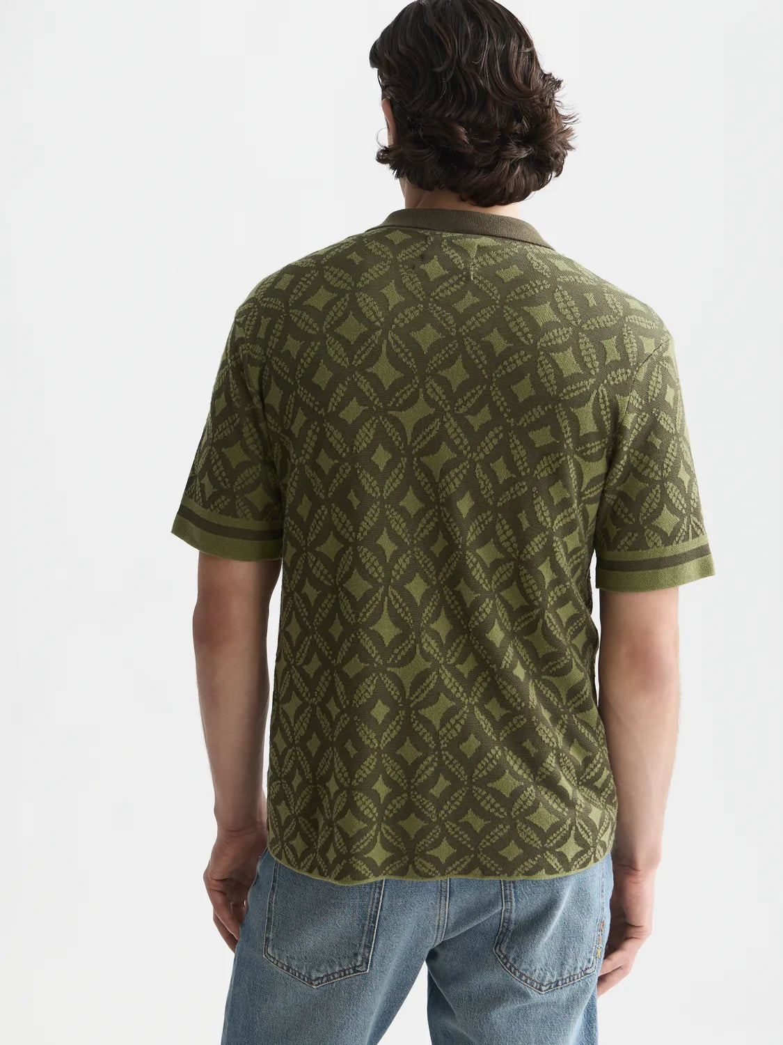 Jacquard Knitted Short-Sleeved Shirt
