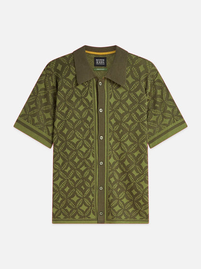 Jacquard Knitted Short-Sleeved Shirt