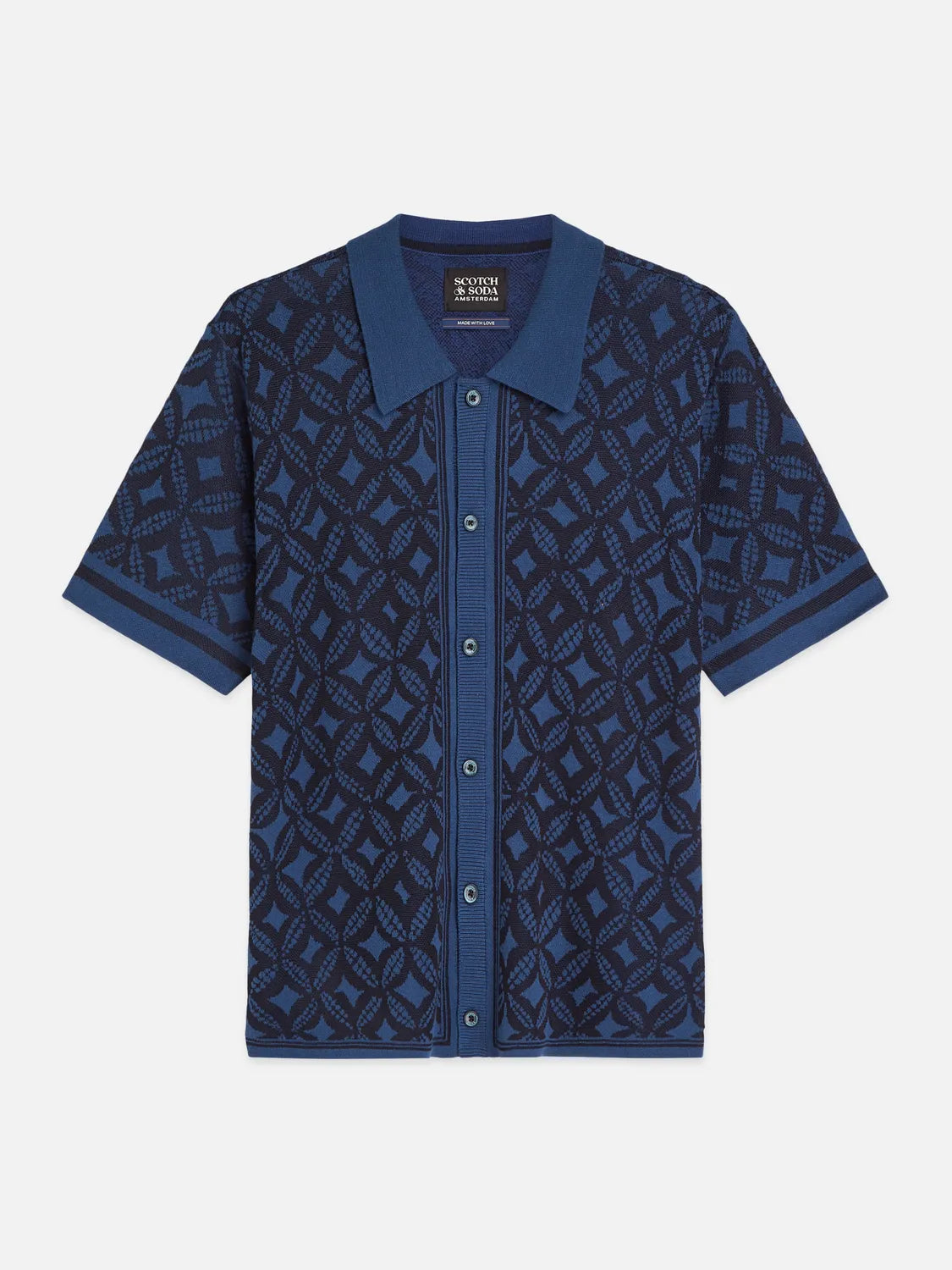 Jacquard Knitted Short-Sleeved Shirt