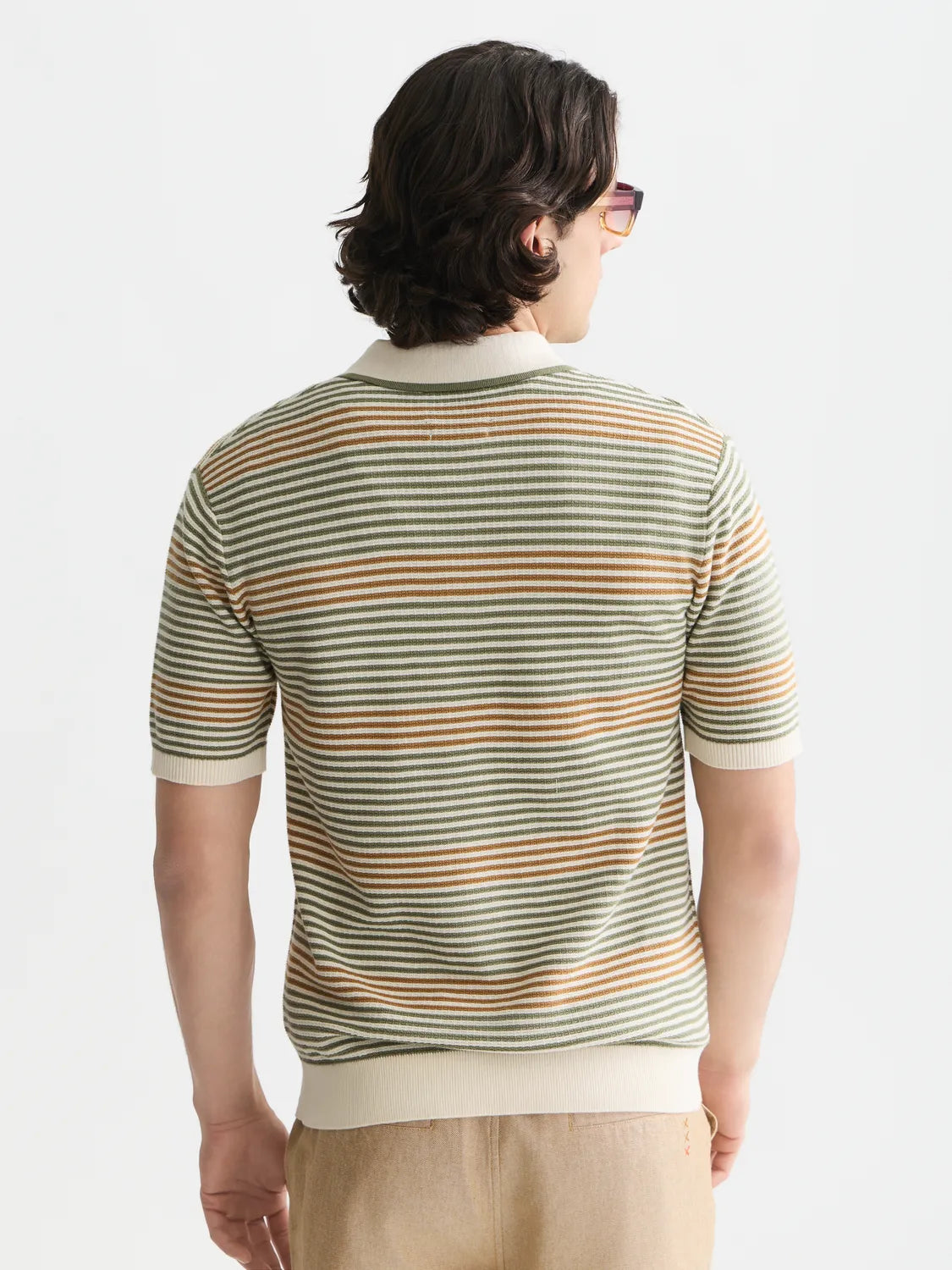Striped Structured Knitted Regular-Fit Polo