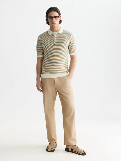 Striped Structured Knitted Regular-Fit Polo