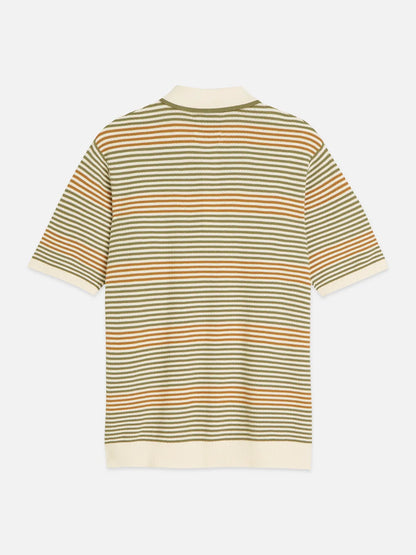 Striped Structured Knitted Regular-Fit Polo