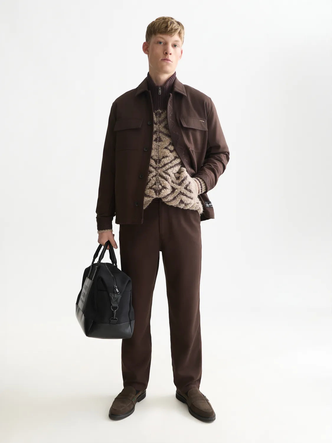 Embroidered Tailored Wool-Blend Overshirt