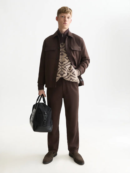 Embroidered Tailored Wool-Blend Overshirt
