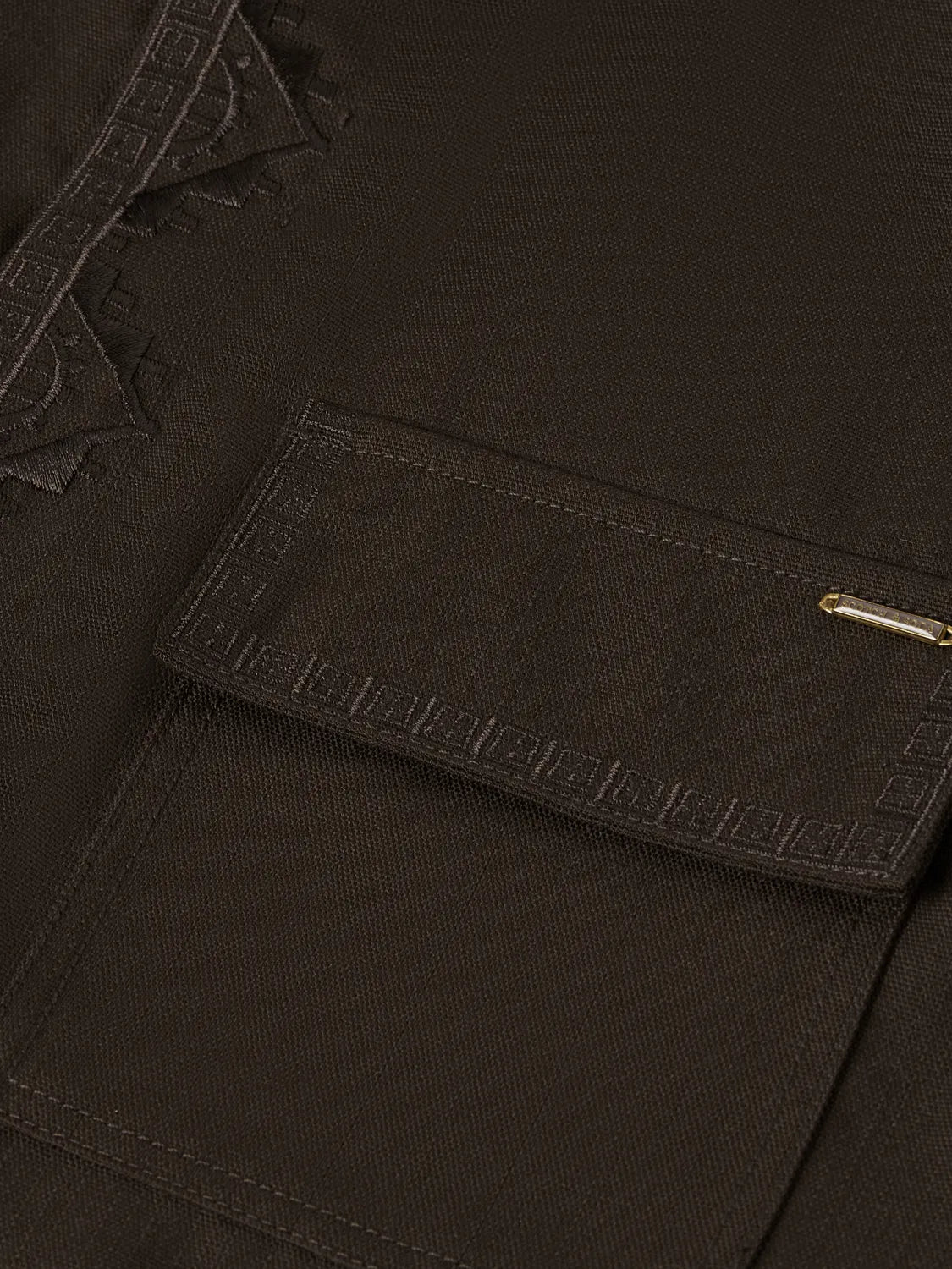 Embroidered Tailored Wool-Blend Overshirt