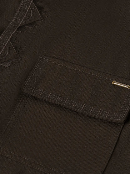 Embroidered Tailored Wool-Blend Overshirt