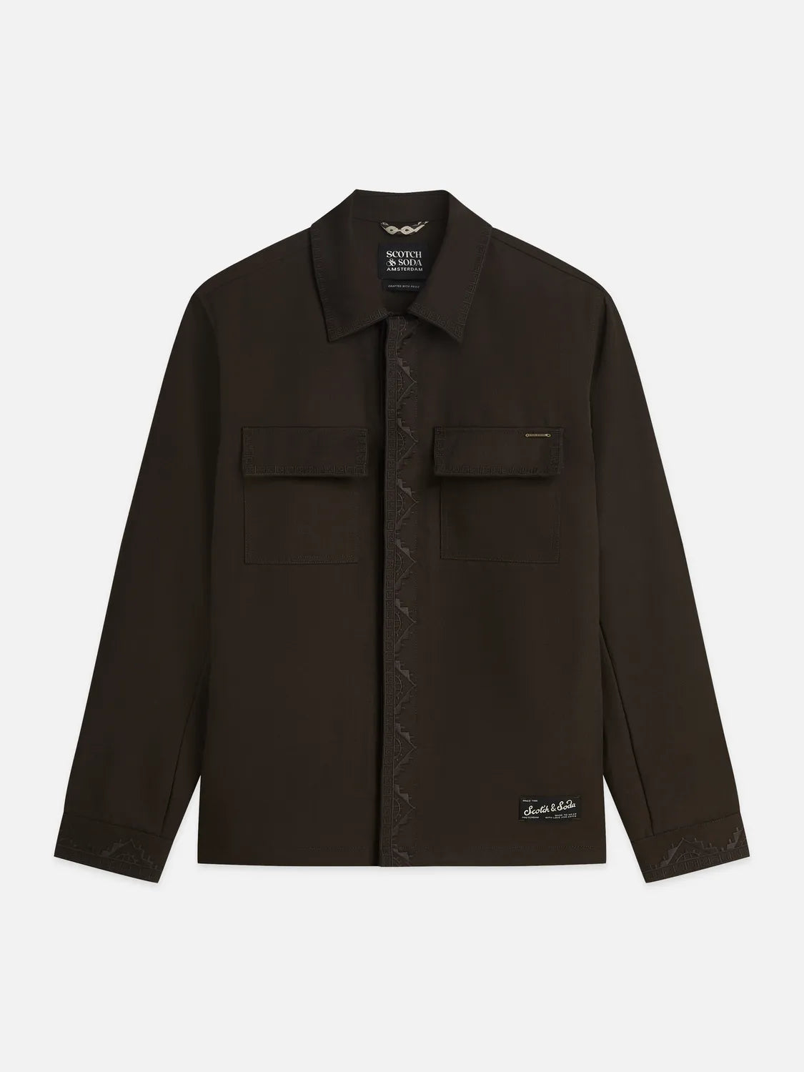 Embroidered Tailored Wool-Blend Overshirt