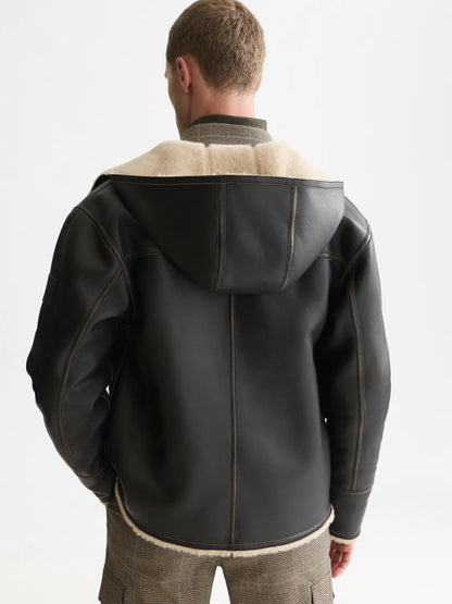 Hooded Flight Leather Jacket