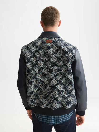 Jacquard Leather Varsity Jacket