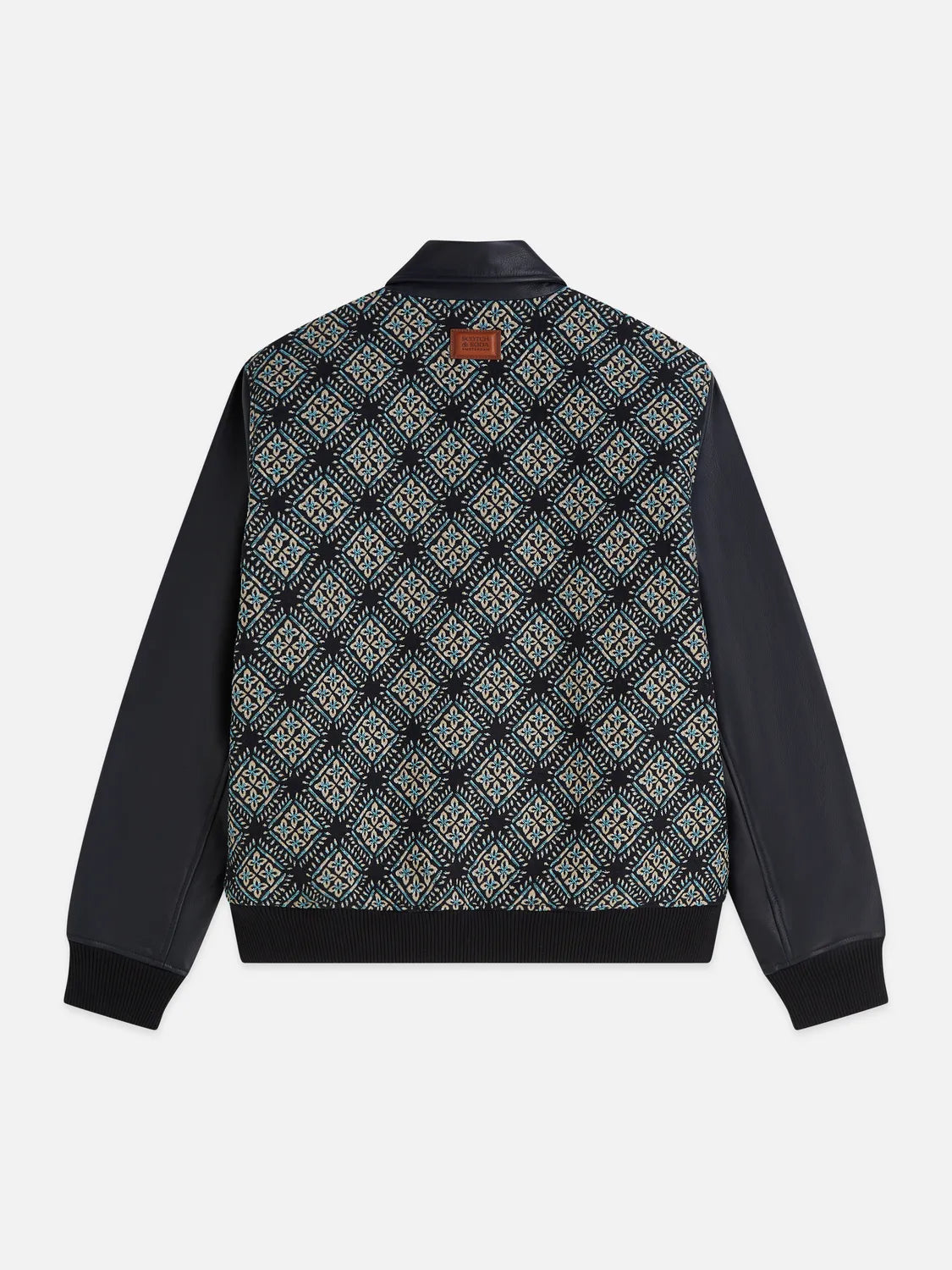 Jacquard Leather Varsity Jacket