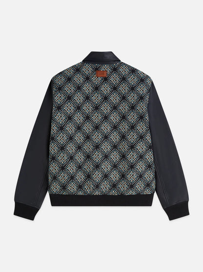 Jacquard Leather Varsity Jacket