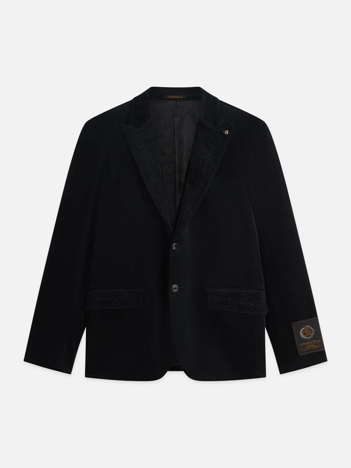 Pierce Embroidered Velvet Peak Lapel Blazer