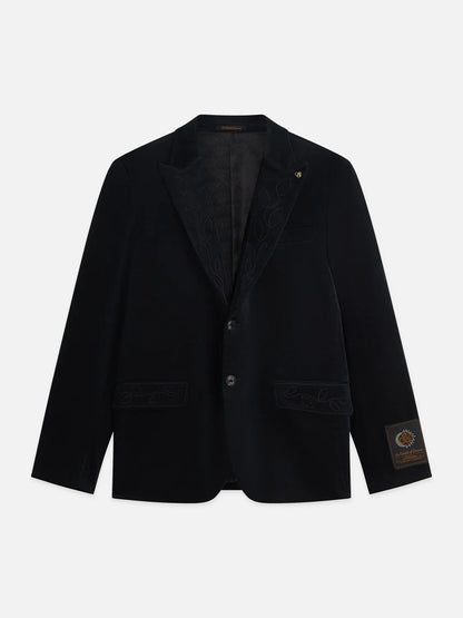 Pierce Embroidered Velvet Peak Lapel Blazer