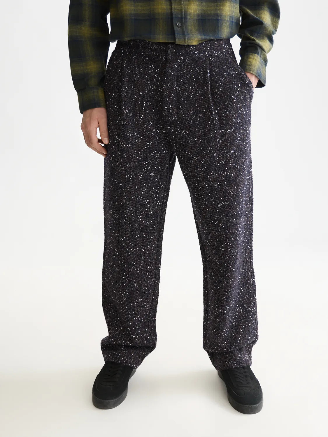 Oliver Wool-Blend Tweed Pleated Pants
