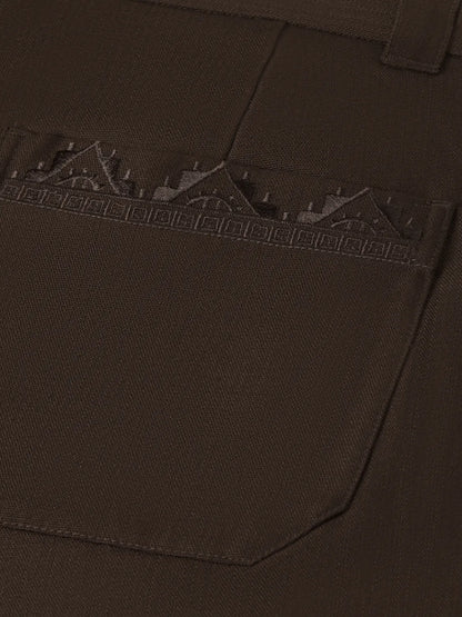Harper Embroidered Wool-Blend Worker Pant