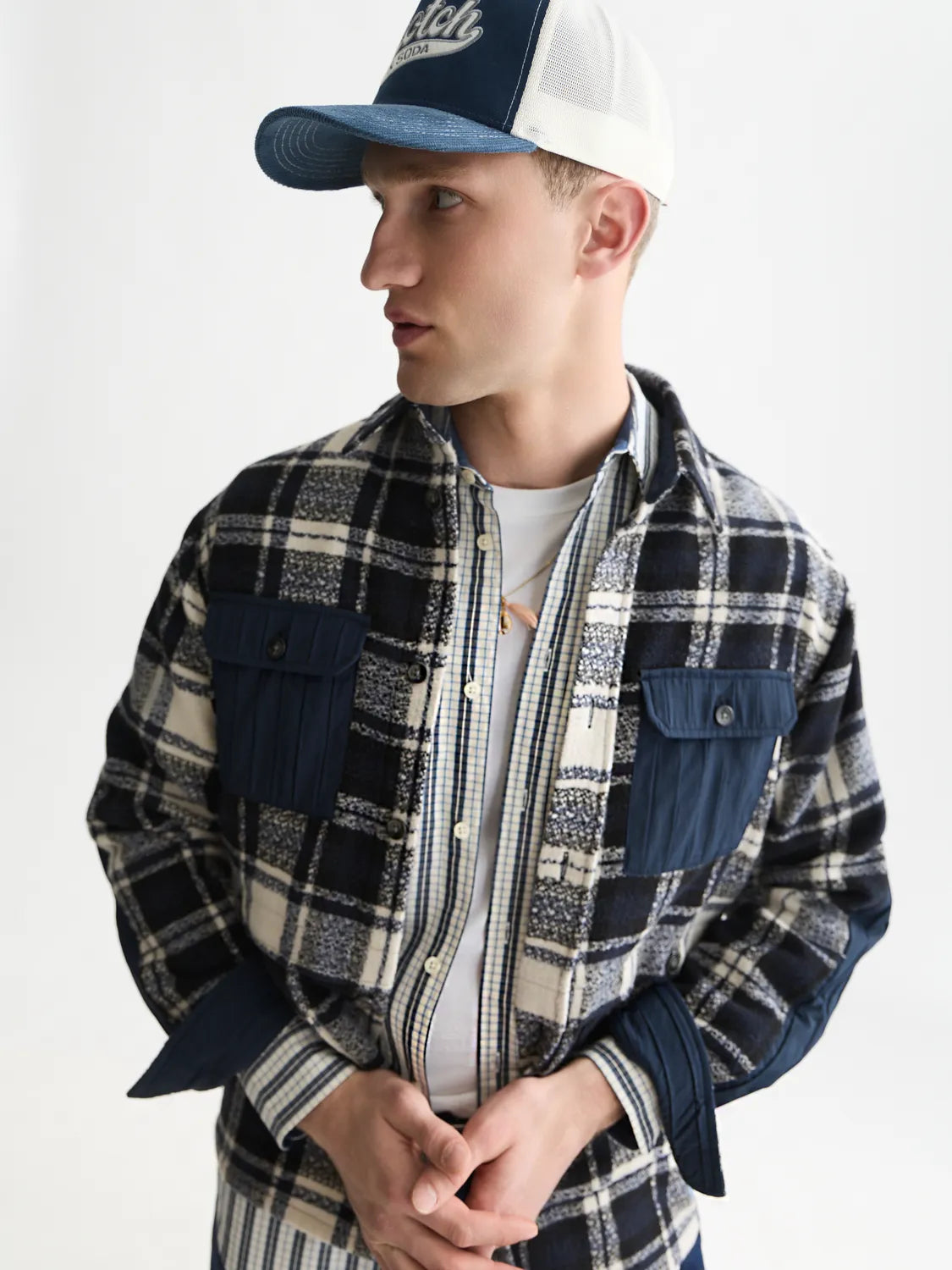 Patchwork Relaxed-Fit Overshirt