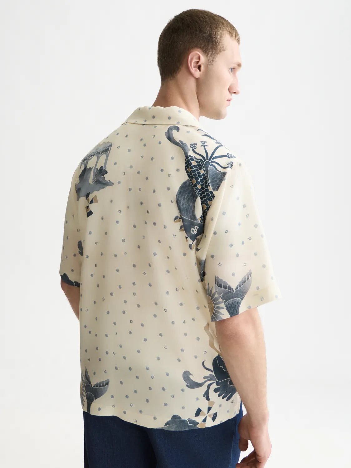 Printed Tencel Short Sleeved Relaxed-Fit Shirt