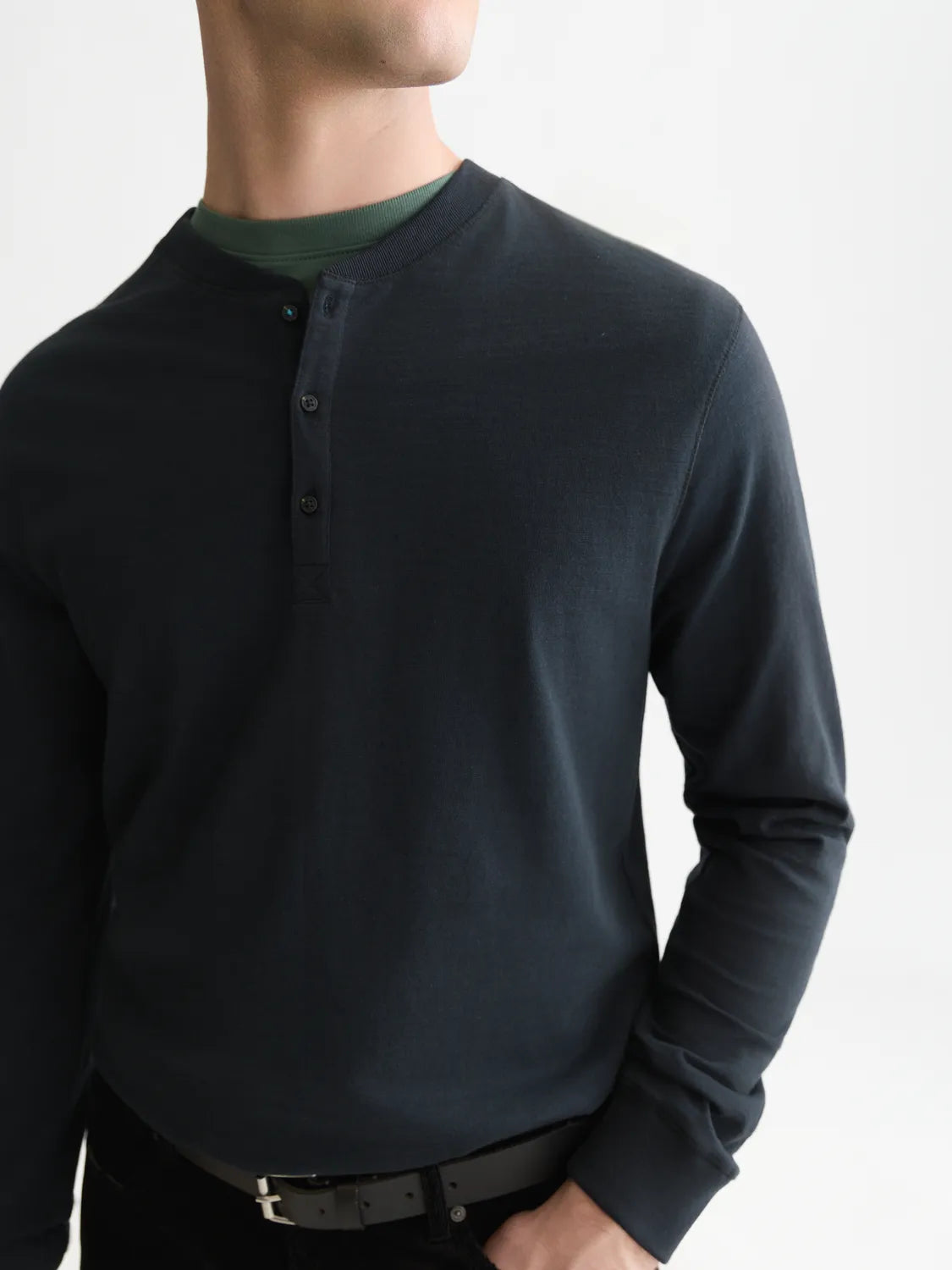 Henley Slub Regular-Fit Long Sleeved T-Shirt