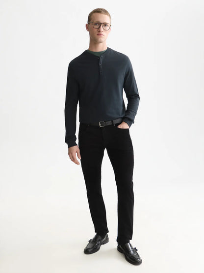 Henley Slub Regular-Fit Long Sleeved T-Shirt