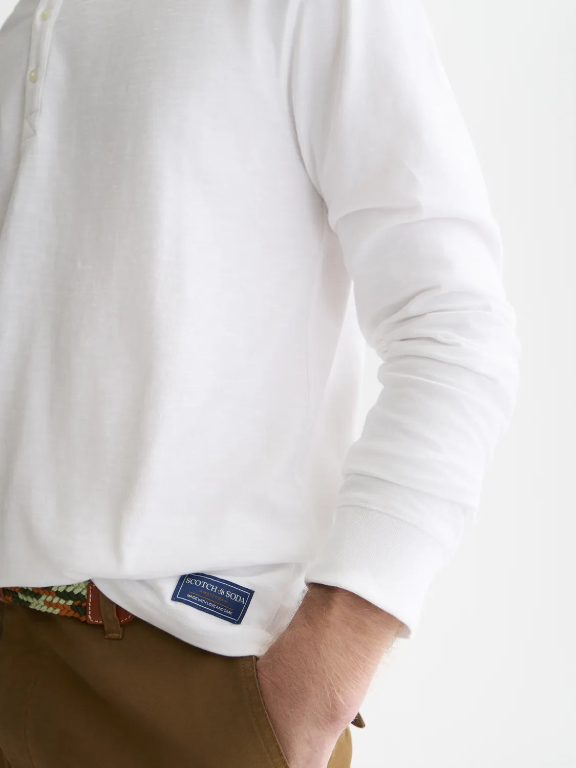Henley Slub Regular-Fit Long Sleeved T-Shirt