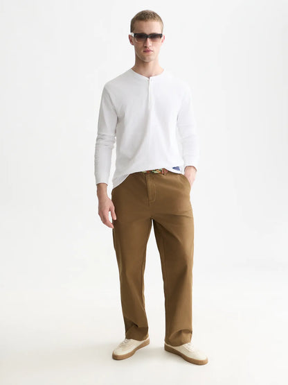 Henley Slub Regular-Fit Long Sleeved T-Shirt