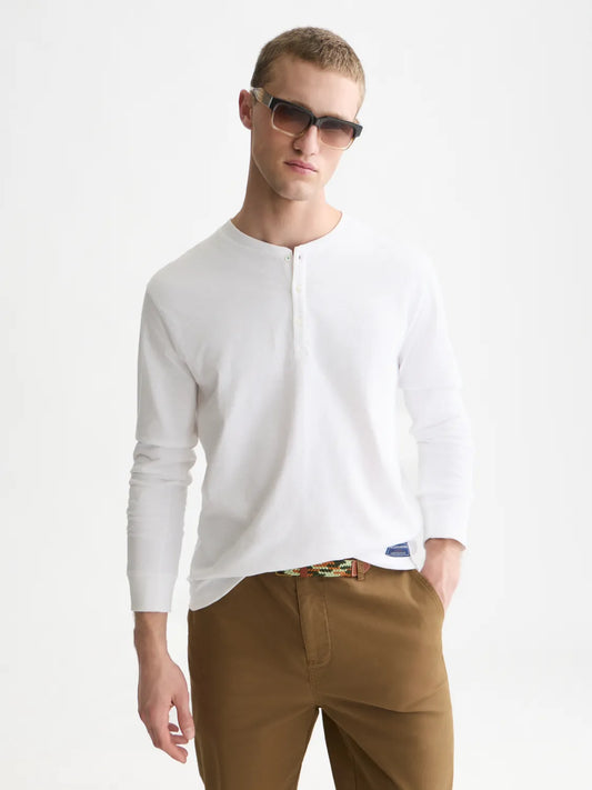 Henley Slub Regular-Fit Long Sleeved T-Shirt