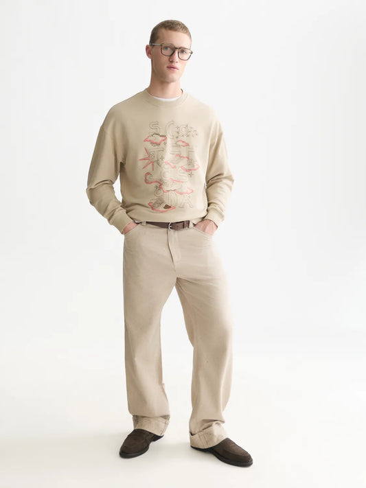 Front Embroidered Artwork Relaxed-Fit Sweatshirt