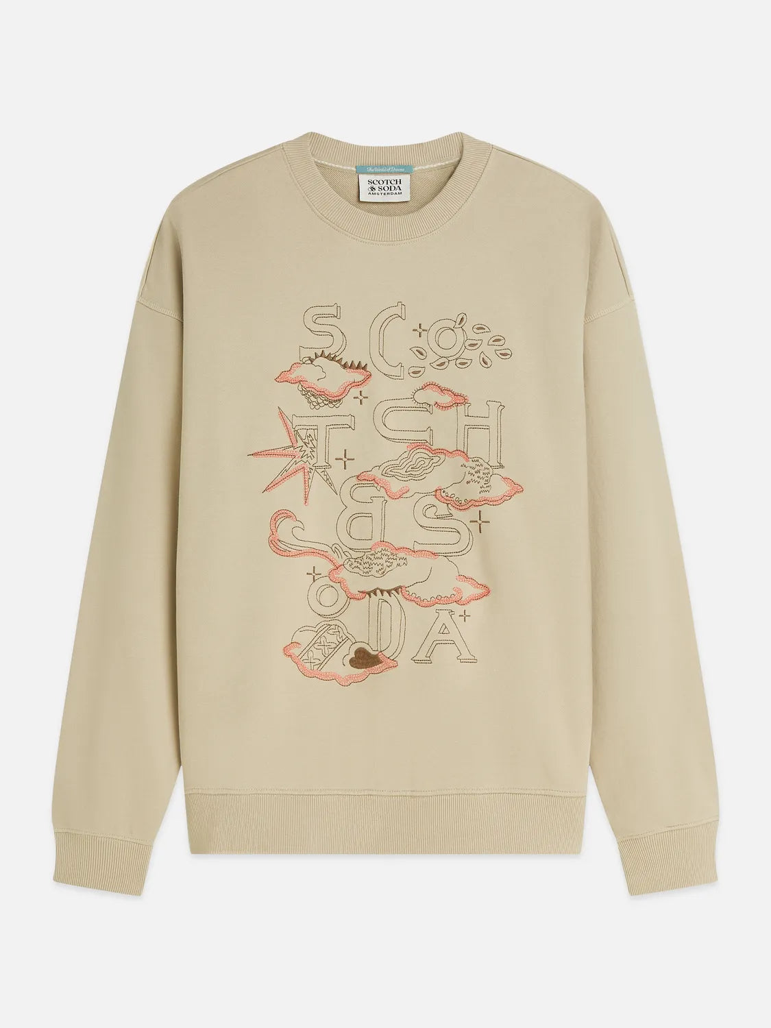 Front Embroidered Artwork Relaxed-Fit Sweatshirt