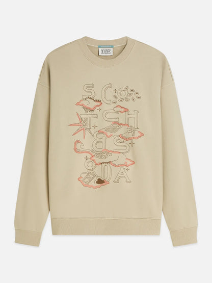 Front Embroidered Artwork Relaxed-Fit Sweatshirt
