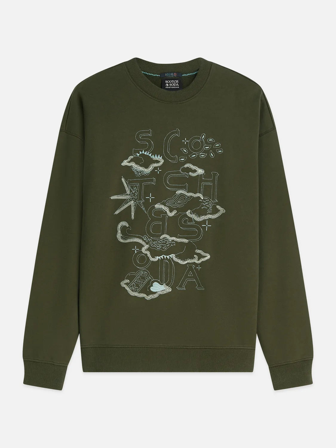 Front Embroidered Artwork Relaxed-Fit Sweatshirt