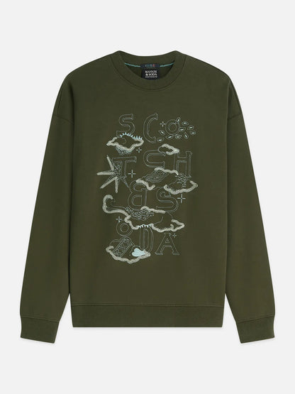 Front Embroidered Artwork Relaxed-Fit Sweatshirt