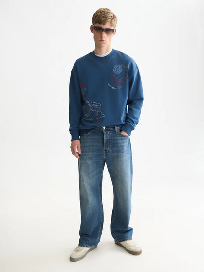 Placed Embroidered Artwork Relaxed-Fit Sweatshirt