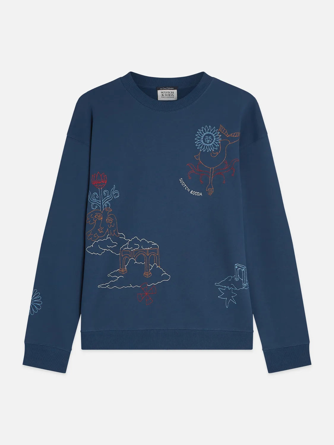 Placed Embroidered Artwork Relaxed-Fit Sweatshirt