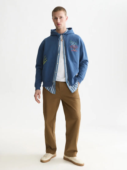 Embroidered Relaxed-Fit Zip-Through Hoodie