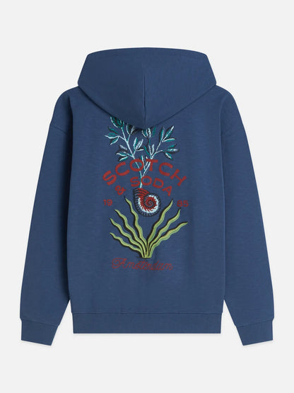 Embroidered Relaxed-Fit Zip-Through Hoodie