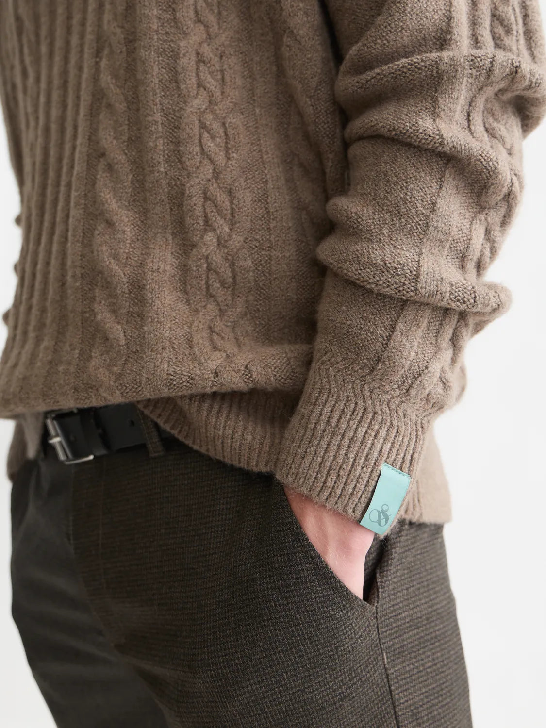 Soft Knit Polo Cable Dropped Shoulder Pullover