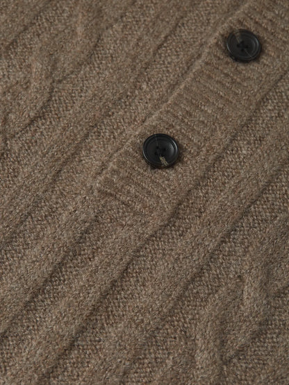 Soft Knit Polo Cable Dropped Shoulder Pullover
