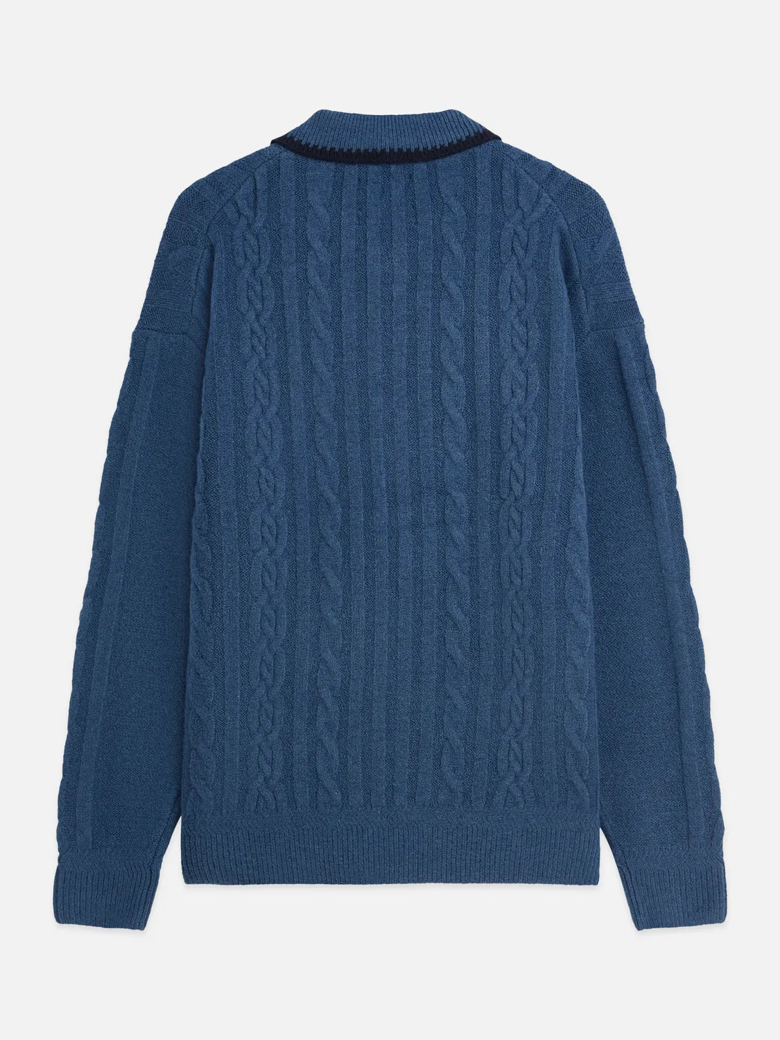 Soft Knit Polo Cable Dropped Shoulder Pullover