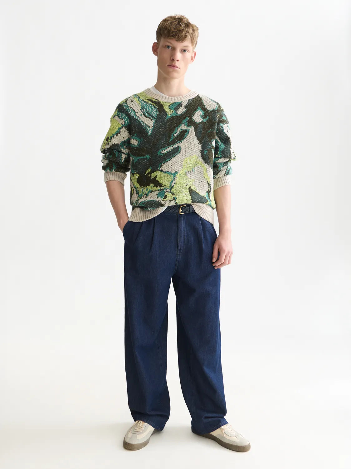 Watercolor Cotton-Linen Blend Loose-Fit Pullover