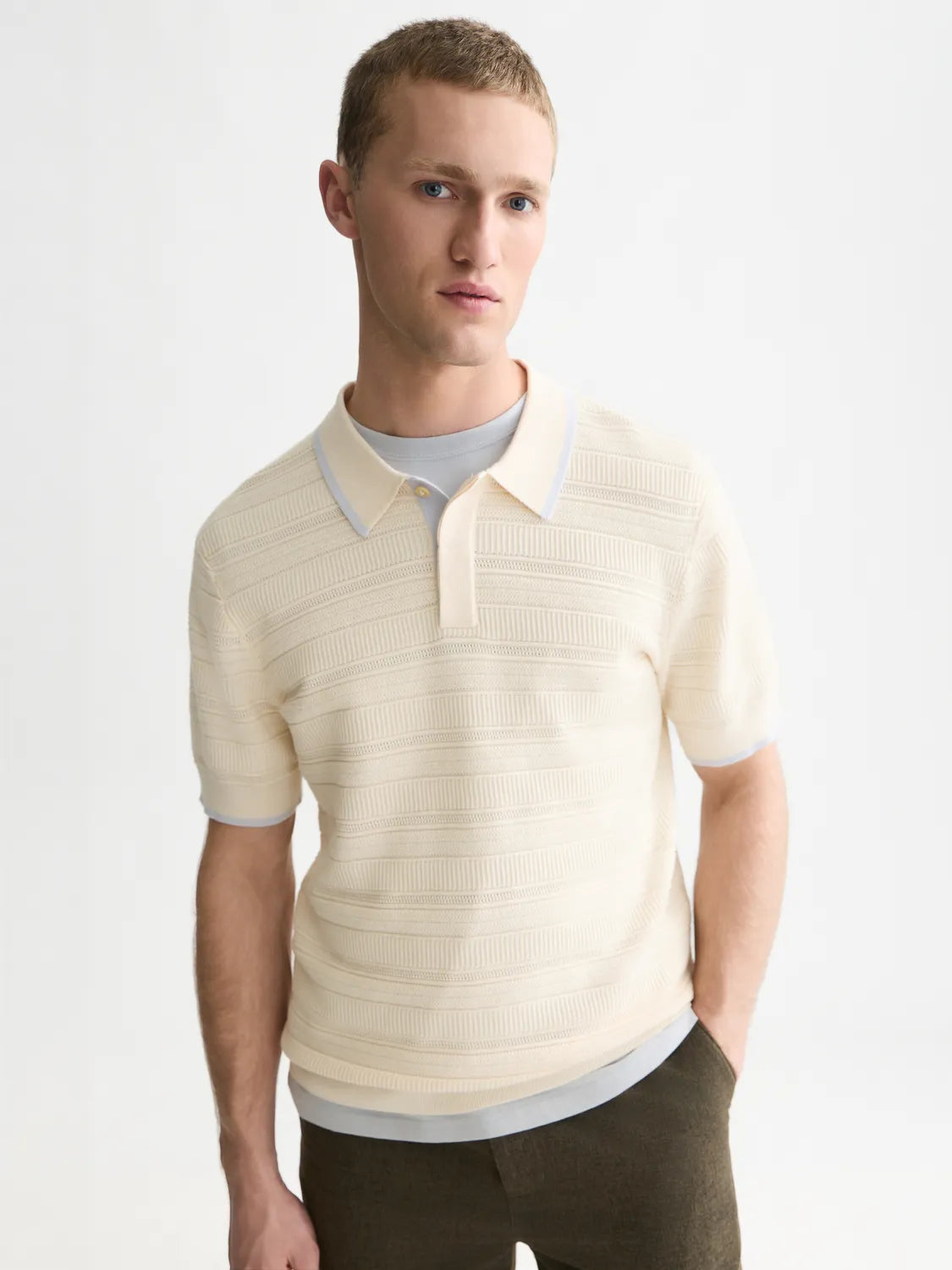 Structured Knitted Regular-Fit Polo