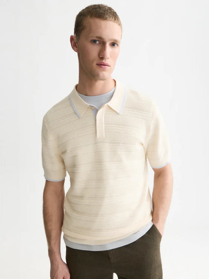 Structured Knitted Regular-Fit Polo