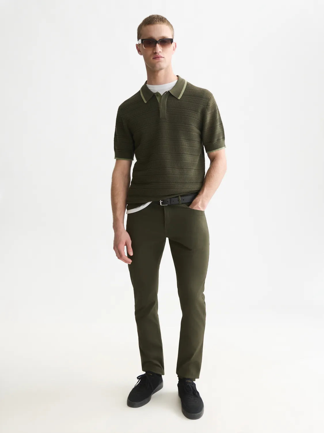 Structured Knitted Regular-Fit Polo