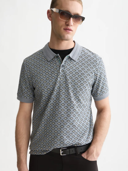 Micro-Printed Regular-Fit Polo