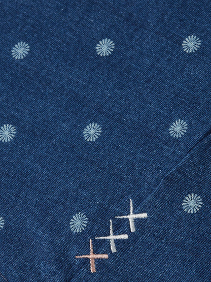 Micro Printed Indigo Relaxed-Fit T-Shirt