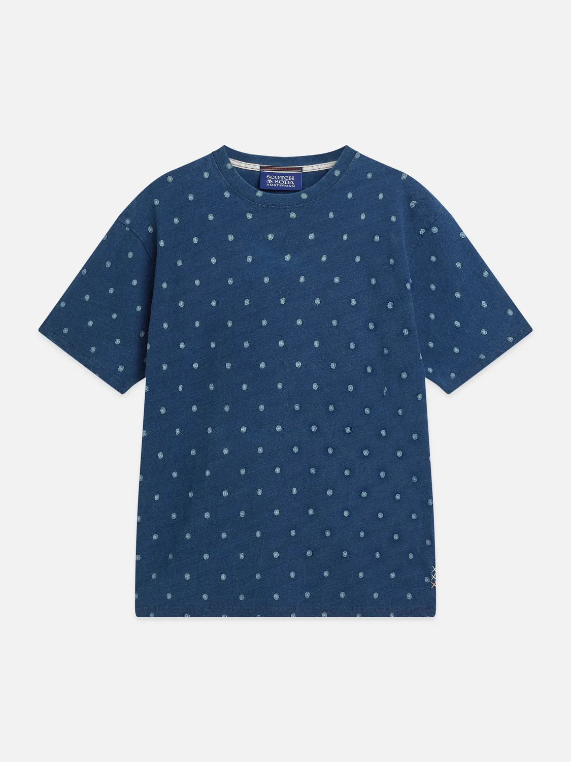 Micro Printed Indigo Relaxed-Fit T-Shirt