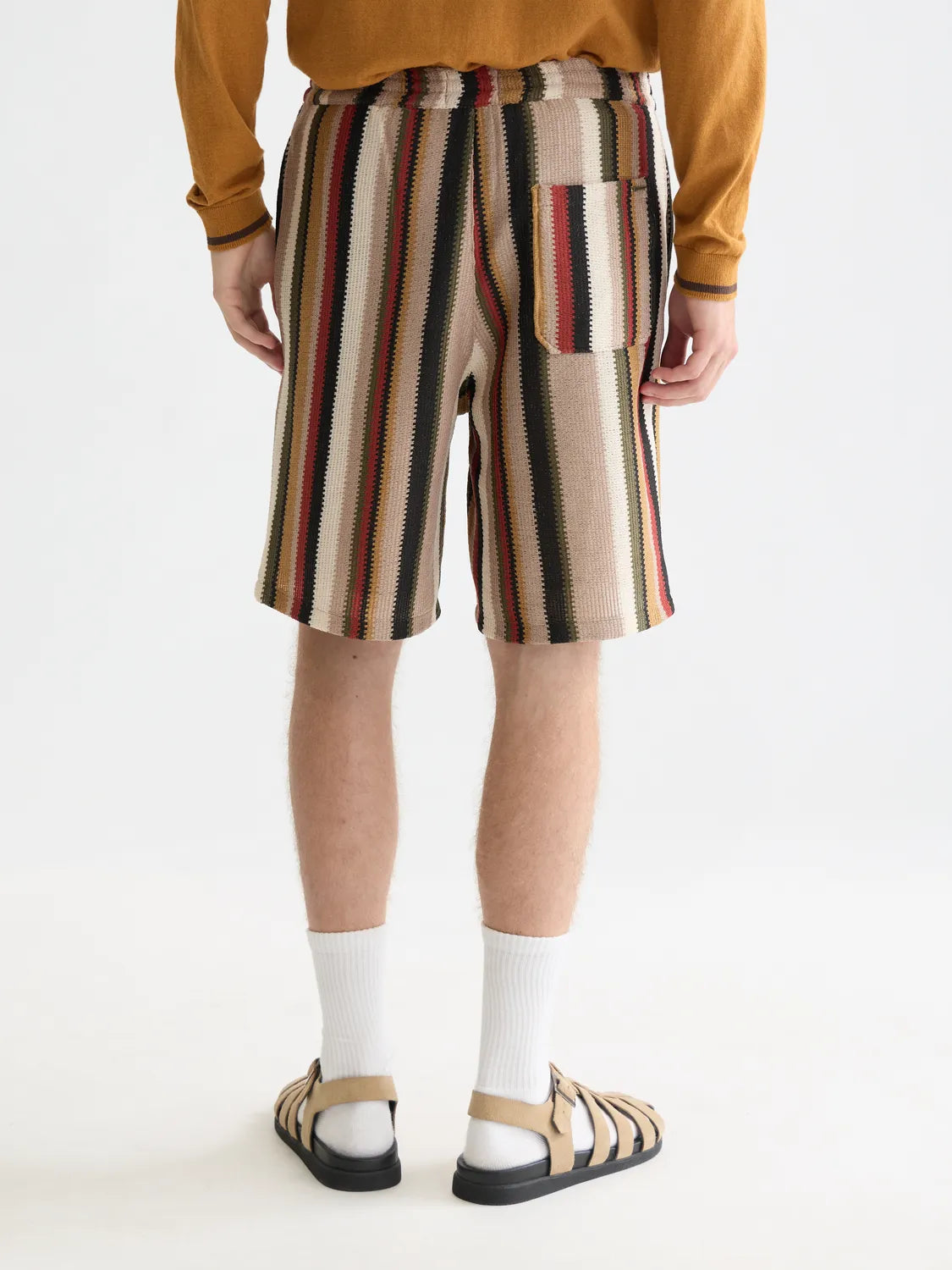 Crochet Multicolor Stripe Relaxed-Fit Bermuda Shorts